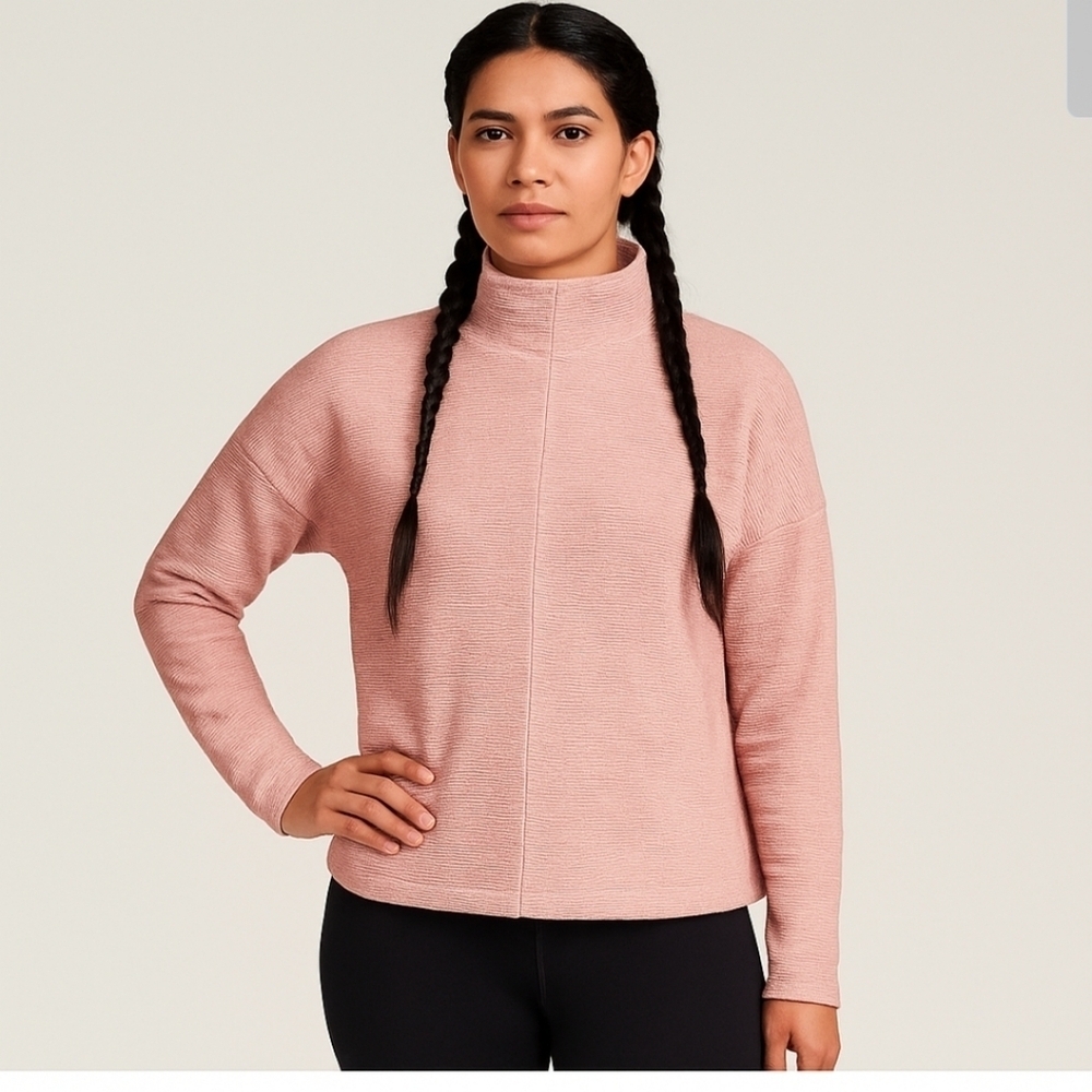 Lululemon Along the Way Mock Neck Long Sleeve Heathered Copper Clay L